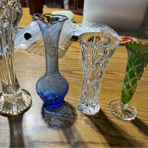 Elegant Glass Vase Set - Blue, Clear, Green